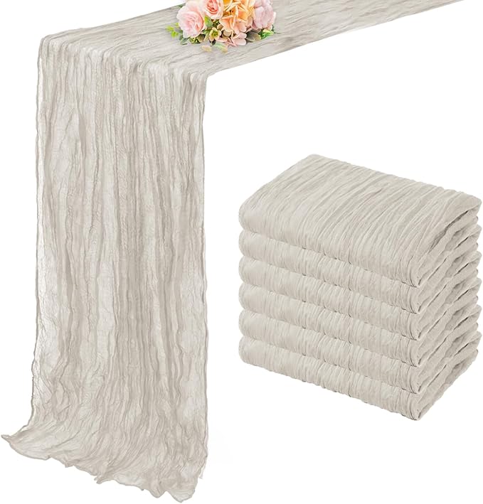 6 Pack Rose Brown Cheesecloth Table Runner 10FT Rustic Gauze Fabric Cheese Cloth Table Runner for Wedding Bridal Baby Shower Table Decor Boho Sheer Birthday Party Table Decorations 20 x 120 Inch Long-Ruum Studio Home