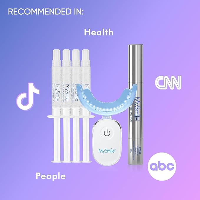 MySmile Deluxe 10 Min Teeth Whitening Kit with 28 LED Light, 35% Carbamide Peroxide Teeth Whitening Gel, Helps Remove Years of Stains from Coffee, Soda, Wines, Smoking, Food-Ruum Studio Home