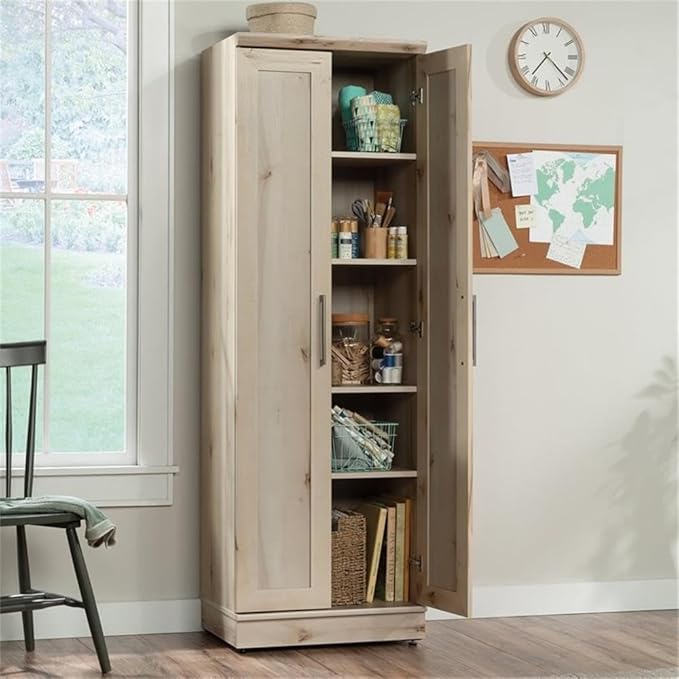 Sauder HomePlus Two Door Storage Cabinet/Pantry Cabinet, Pacific Maple Finish-Ruum Studio Home