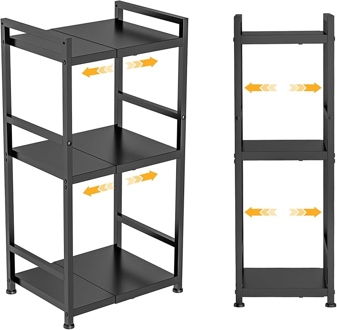 3-Tier Expandable Storage Shelves, 110LBS Heavy Duty Metal Shelving Unit, Adjustable Laundry Room Organization and Storage Shelf Rack,Ideal Narrow Bathroom Kitchen Laundry Room Organizer,Free-Standing-Ruum Studio Home
