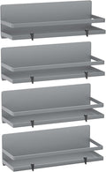 Magnetic Spice Rack for Refrigerator Moveable Magnetic Shelf Organizer Kitchen Seasoning Jars Storage Rack Fridge Magnet Organizer,Grey,4 Packs-Ruum Studio Home