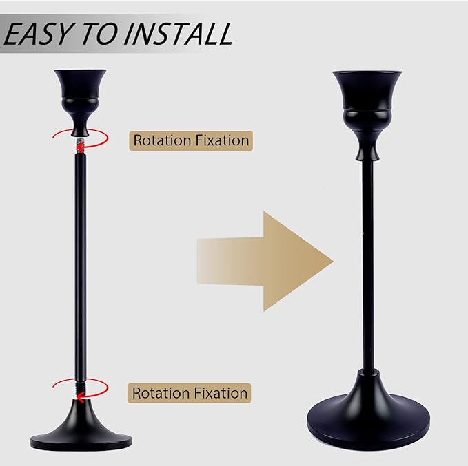 Vintage Black Candelabra Candle Holders for Fireplace & Dining-Ruum Studio Home