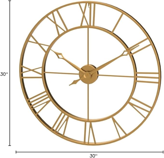 CLXEAST 30 Inch Wall Clock,Large Champagne Gold Metal Roman Numeral Wall Clock, Modern Wall Clocks for Living Room Decor,House Warming Gifts New Home-Ruum Studio Home
