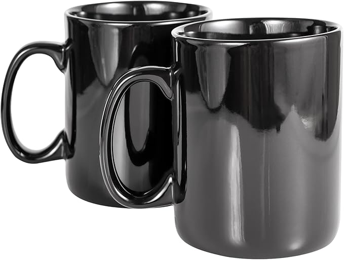 30oz Super Large Ceramic Coffee Mugs Large Handles Set of 2 (black)-Ruum Studio Home