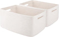 OIAHOMY Storage Basket for Shelves, Closet Cube Storage Bins Baskets for Clothes Blanket Towels, Baby Nursery, Toy Baskets Box, Woven Rope Basket, 15.75*11.81*7.09 IN, 2 Packs White-Ruum Studio Home