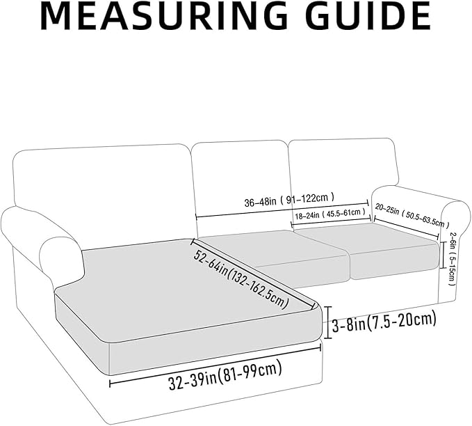 hyha Waterproof Couch Cushion Covers for Pets, Non Slip Sofa Seat Cover for Dogs Washable, Soft Thick Stretch Jacquard Fabric, Sofa Slipcovers with Elastic Bottom (1 Chaise+2 Seater, Light Grey)-Ruum Studio Home