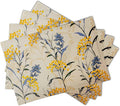Floral Placemats Set of 4 Vintage Floral Summer Flowers Yellow Placemats for Kitchen Table Linen Placemats Washable Non-Slip Heat Resistant Place Mats for Party Kitchen Dining Decorations 18x12 Inch-Ruum Studio Home