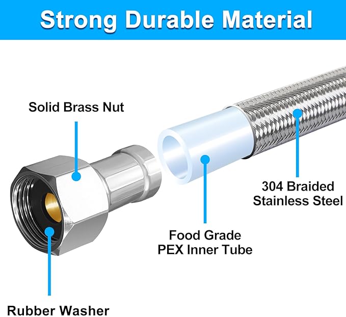 Dishwasher Installation Kit - 10 FT Stainless Steel Braided Dishwasher Hose kit,Food Grade PEX Inner Tube Water Line with Add A Tee,3/8"MIP Elbow,3/8"x3/4"FHT Elbow-Ruum Studio Home