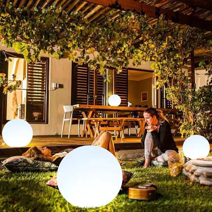 Globe Floor Lamp, 14-in Rechargeable LED Ball Light Globe Light w/Remote, Versatile Glowing Orb Mood Lamps Waterproof Outdoor Orb Lamp, Dimmable RGB Color Changing Light Up Ball for Home Garden Yard-Ruum Studio Home