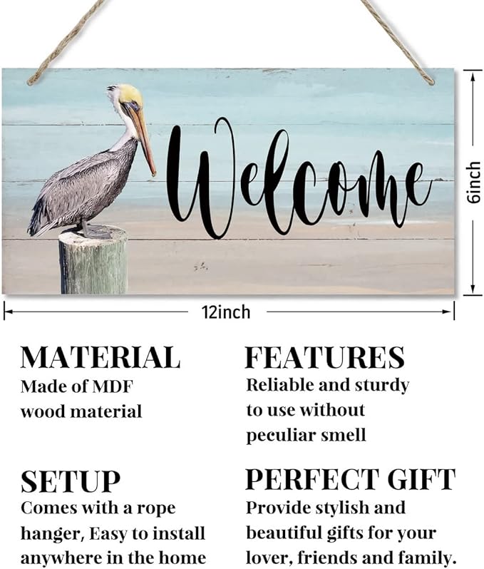 Rustic Hanging Welcome Wood Sign, 12 * 6inch - Farmhouse Porch Wall Art-Ruum Studio Home