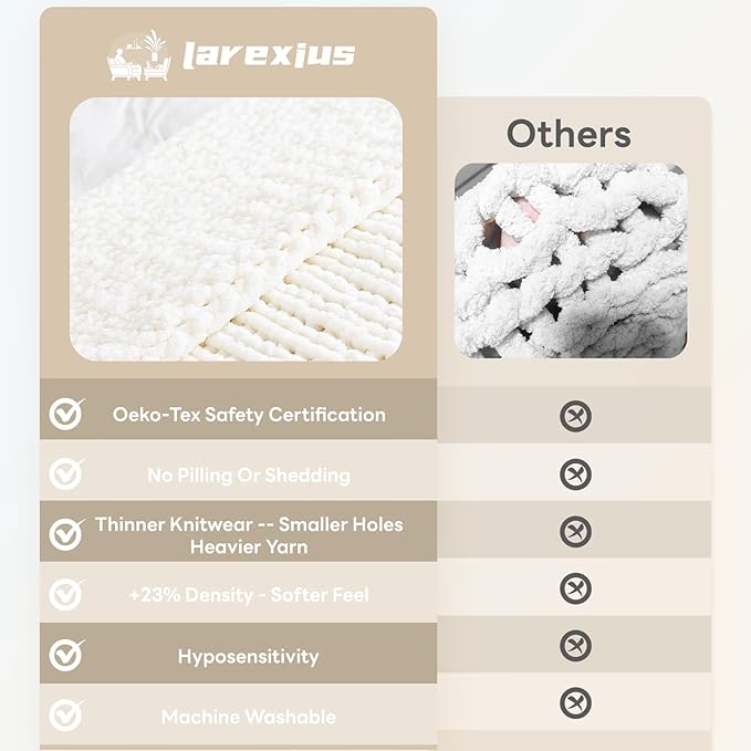 Chunky Knit Blanket - Luxury Soft Cozy 50 * 60 Throw Blanket,100% Woven Blanket Rope Knot Throw Blanket for Couch, Sofa, Home Decor, Gift - Machine Washable（Milk White）-Ruum Studio Home