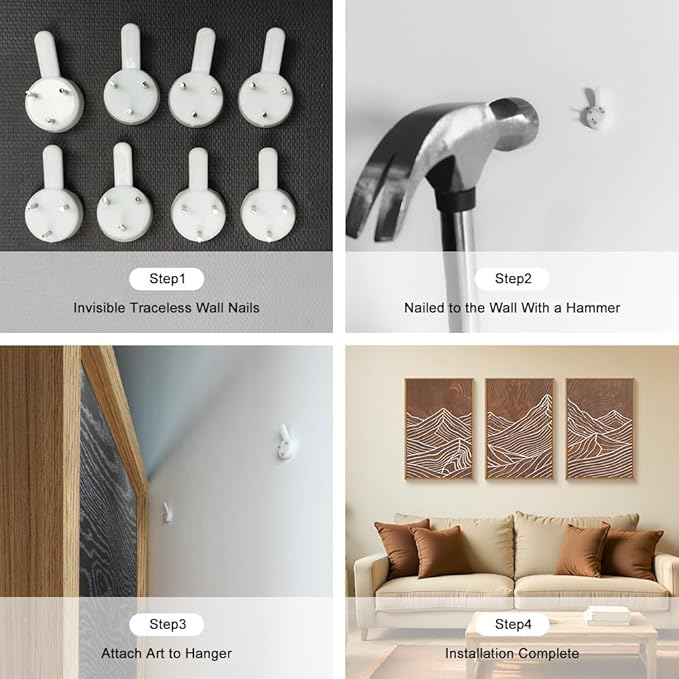 HPINUB Line Style Mountain Framed Canvas Wall Art Set, Vintage Tree Rings Wall Decor, Abstract Tree Spiral Wall Painting, Modern Nature Art Prints for Living Room,Bedroom,Farmhouse-24 x36 x3-Ruum Studio Home