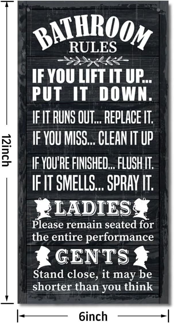 Rustic Bathroom Decor, Western Bathroom Decor, Funny Bathroom Signs Wall Decor, Bathroom Decor, Farmhouse Bathroom Decor, Country Bathroom Decor, Bathroom Signs, Bathroom Rules Wall Décor A1-Ruum Studio Home