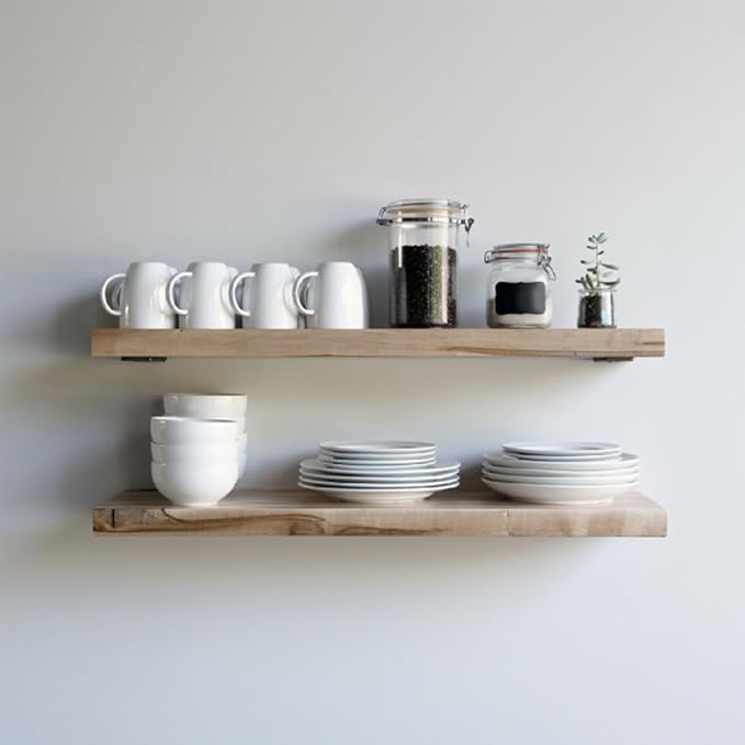 Urban Legacy Deep Floating Shelves | Wormy Maple with Furniture Grade Clear Coat | Low Profile Brackets | Set of 2 (36" x 11" x 2")-Ruum Studio Home