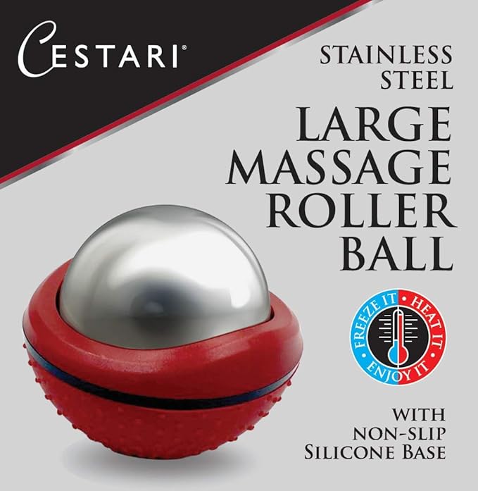 Cryosphere Massage Ball Hot Cold Roller Ball - Fast Muscle Pain Relief - Stainless Steel Balls for Heat or Ice Therapy - Feet Pain - Plantar Fasciitis- Back Ache - Foot Massager - 60 mm Ice Roller-Ruum Studio Home