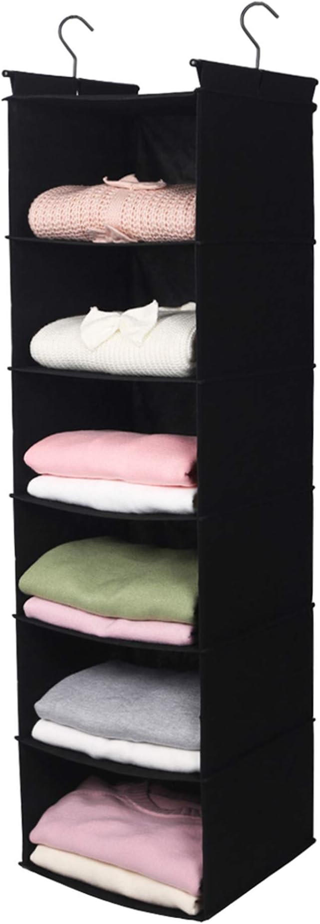 MAX Houser 6 Tier Shelf Hanging Closet Organizer, Closet Hanging Shelf with 2 Sturdy Hooks for Storage, Foldable (Black)-Ruum Studio Home