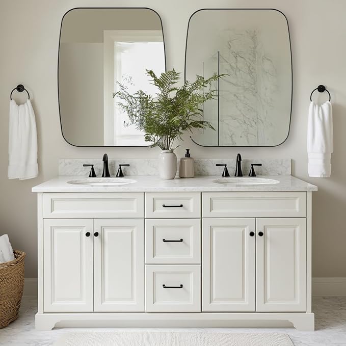 ANDY STAR Black Oblong Mirror, 36x48 Inch Black Oval Mirror for Bathroom with Stainless Steel Metal Frame, Wall Mouned for Bathroom, Living Room, Entryway-Ruum Studio Home