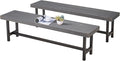 AVAWING Outdoor Wood Benches Set of 2, 63" Patio Wooden Picnic Bench for 6 Persons, Rectangular Bench for Porch, Balcony and Deck,Grey-Ruum Studio Home