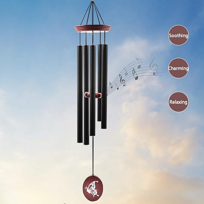 Wind Chimes for Outside, WindChimes Outdoor Tuned Soothing Melody, Windchime Gifts for Mom/Grandma,Wind Chimes Outdoor Decoration, Patio, Garden, Yard. (33" Red Butterfly)-Ruum Studio Home