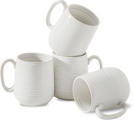 Hasense Coffee Mugs Set of 4, 15 Ounce Porcelain Latte Mug Set with Handle for Morning Coffee Tea and Cocoa, Ceramic Coffee Cups with Unqiue Glaze for Men, Women, Plain-Ruum Studio Home
