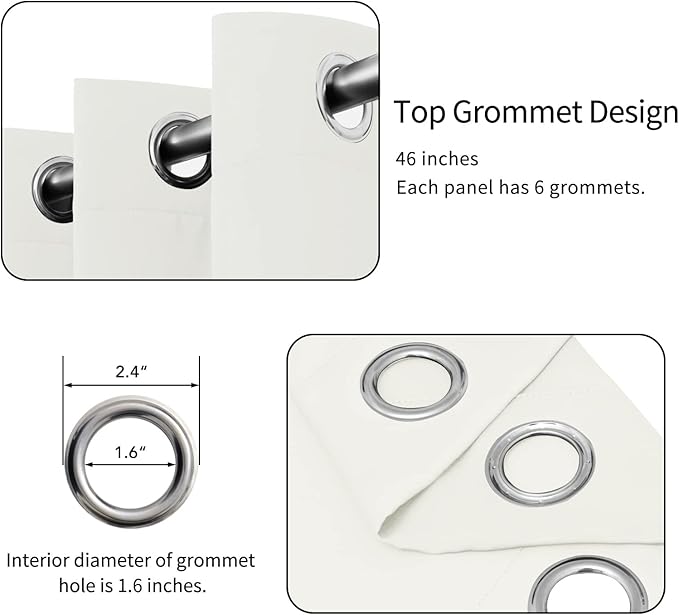 Easy-Going Blackout Curtains for Bedroom, Solid Thermal Insulated Grommet and Noise Reduction Window Drapes, Room Darkening Curtains for Living Room, 2 Panels(46x84 in, Ivory)-Ruum Studio Home