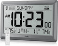 Wall Clock Atomic with Indoor Outdoor Temperature Battery Powered, Easy Reading with 10.5 Inch Large LCD Display, 330FT Range Table Wall Clock With DST, 12/24 Hour for Living Room Kitchen (Silver)-Ruum Studio Home