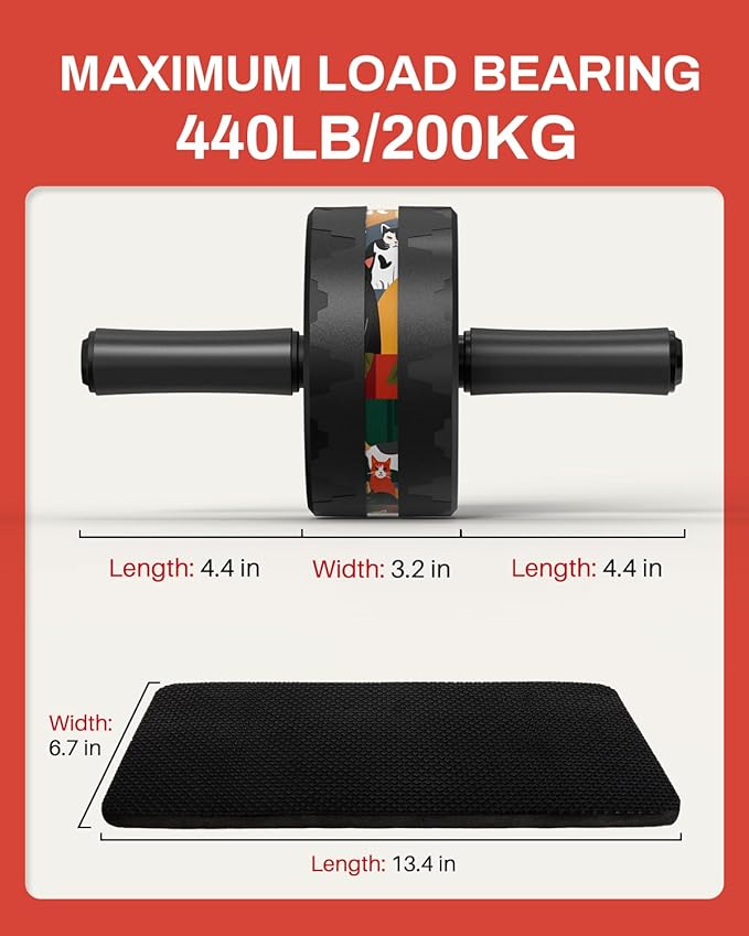 VINSGUIR Ab Roller Wheel, Abs & Core Workout Equipment for Home Gym with Knee Pad Accessories, Abdominal Wheel for Full-body Strength Training-Ruum Studio Home