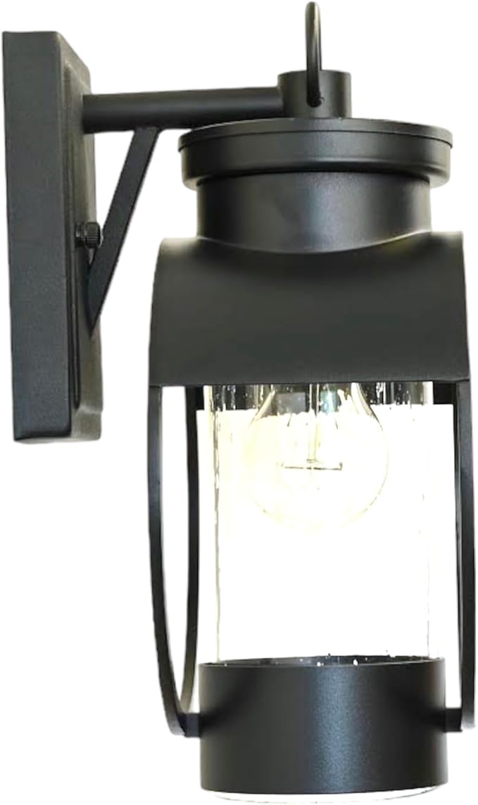 Muskoka Lifestyle Products Black Outdoor Weatherproof Wall Sconce Light Fixture, Rustic Porch Light, Entryway Light, Outdoor Wall Sconce Lantern-Ruum Studio Home