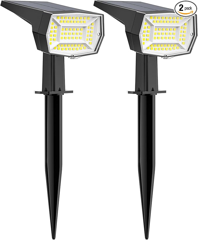 Fabrito 72 LEDs Solar Spot Lights Outdoor Waterproof, 3 Modes Landscape Spotlights, Dusk to Dawn Solar Powered Flood Wall Lights for Outside, Solar Garden Lights for Yard Porch 2 Pack (Cool White)-Ruum Studio Home