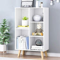 IOTXY Wooden Open Shelf Bookcase - 3-Tier Floor Standing Display Cabinet Rack with Legs, 5 Cubes Bookshelf, Warm White-Ruum Studio Home