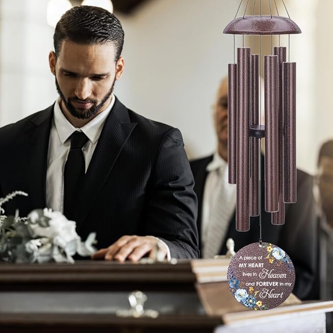 Personalized Sympathy Wind Chimes, Sympathy Gifts for Loss of Mom, Windchimes in Memory of a Loved One, Commemorative Sympathy Bereavement Gifts for Condolences/Funeral (36 inch)-Ruum Studio Home