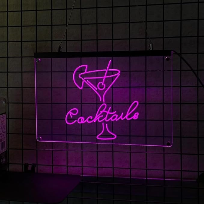 Personalized Beer O'Clock Neon Sign, Custom Wall Sign for Home Bar, Man Cave, Pub, Game Room, LED Beer Light Decor (Cocktail Bar)-Ruum Studio Home