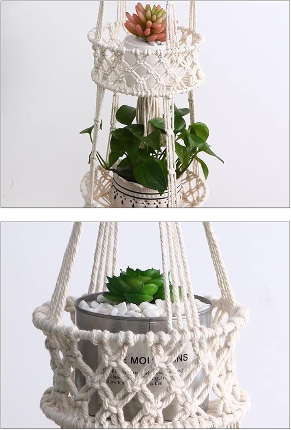 Pony River Hanging Fruit Basket, 3 Tier Cotton Macrame Produce Basket for Kitchen, Indoor Planter Hangers.-Ruum Studio Home