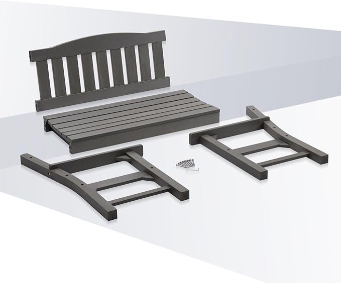 Psilvam 2-Person Outdoor Memorial Bench, All-Weather Poly Lumber Garden Bench, Rot-Resistant Outdoor Patio Bench for Park,Porch,and Church(Grey)-Ruum Studio Home