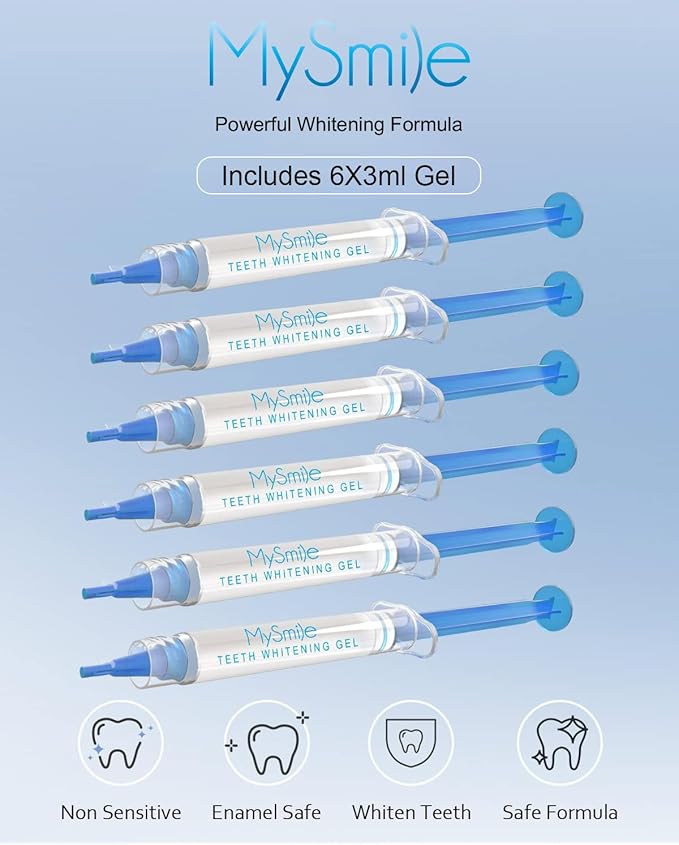 MySmile Teeth Whitening Gel Refills Pack, 6 Non-Sensitive Teeth Whitening Gel Pen, Teeth Whitener Dental Grade Tooth Whitening Gel for Tray, 10 min Fast Result Whitening-Ruum Studio Home