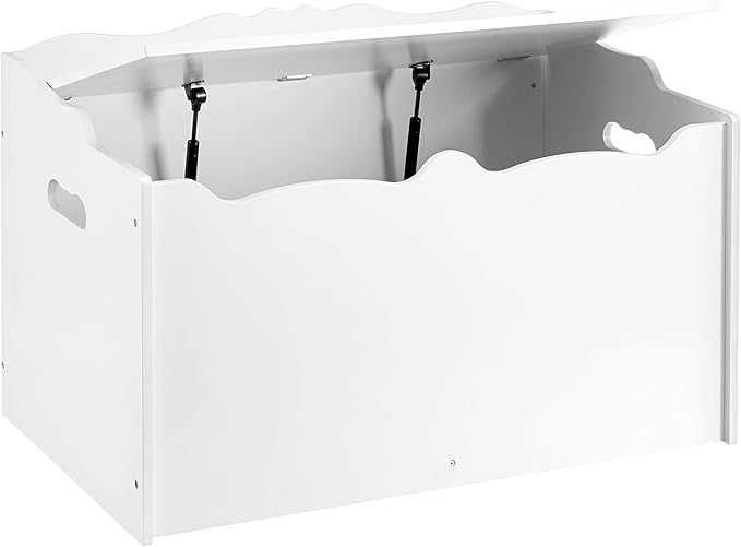 Amazon Basics Kids Toy Box, Wooden Organizer Storage Chest,White, 30" x 18" x 19"-Ruum Studio Home