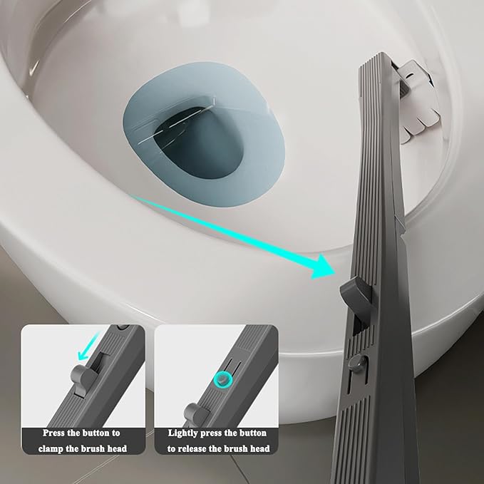 Disposable Toilet Brush with Replaceable Heads, Wall-Mounted Holder, Hygienic Bathroom Cleaning Tool (32 Refills)-Ruum Studio Home