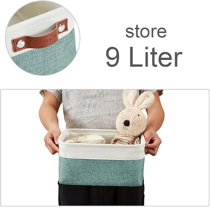 DECOMOMO Small Storage Basket, Closet Storage Bins, Baskets for Organizing Shelves (Teal & White, Small - 6 Pack)-Ruum Studio Home