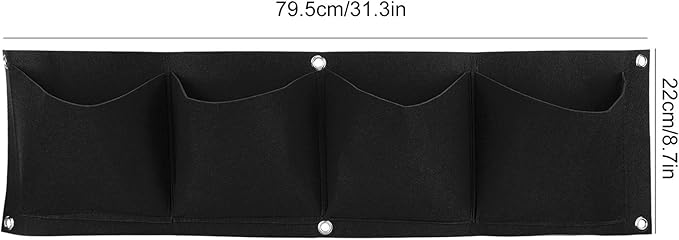 Atyhao Vertical Hanging Outdoor Wall Planter 4Pcs 4 Pocket Plant Grow Bag Wall Mounted Reusable Degradable Felt Garden Planter Herbs, Succulents Artificial Pl or Flowers. (Black)-Ruum Studio Home