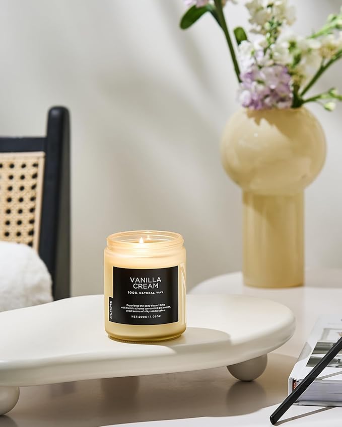 M&SENSE Vanilla Candles 100% Natural Organic Soy Wax Relaxing Aromatherapy Scented Candle, 7.05oz 50 Hours Burning Time Non Toxic Housewarming Gifts for Women and Men-Ruum Studio Home