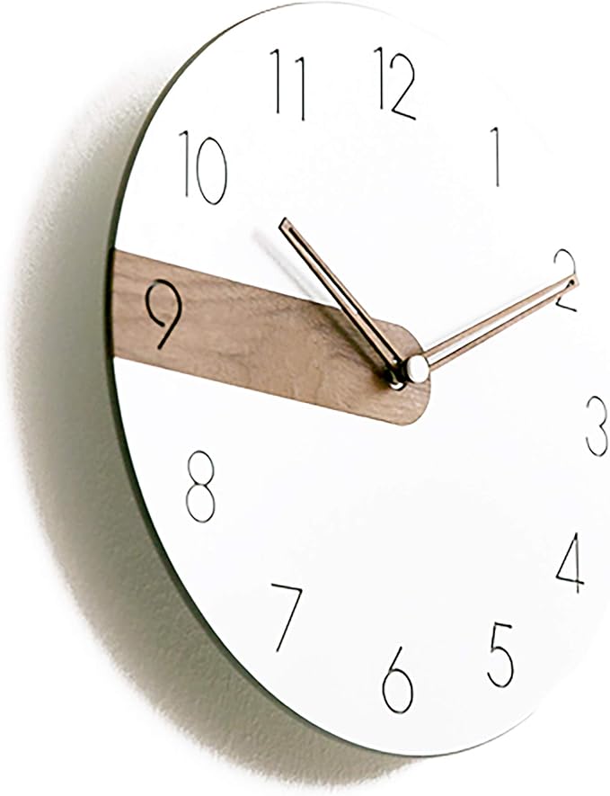Stephanie Imports Modern Minimalist Exposed Wood Silent Wall Clock (Numerical)-Ruum Studio Home