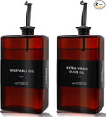Olive Oil Dispenser Bottle for Kitchen, UV-Protected Dark Glass 11.8oz, Oil and Vinegar Dispenser Set, Soy Sauce Dispenser, Coffee Syrup Bottles- 11.8oz, Set of 2-Ruum Studio Home