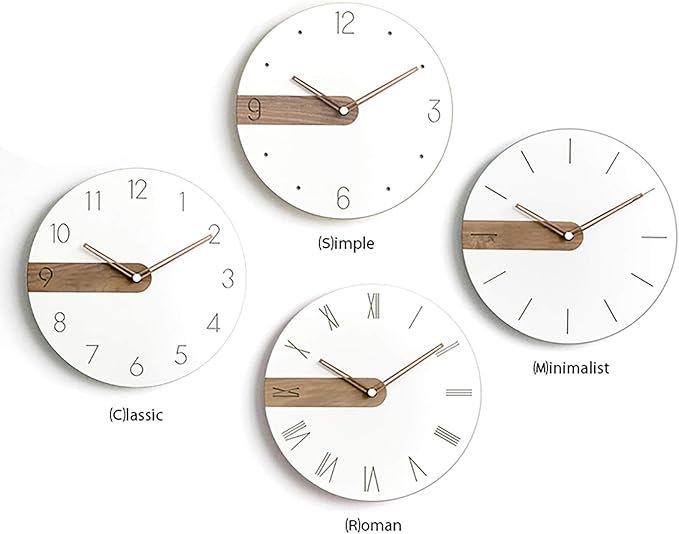 Stephanie Imports Modern Minimalist Exposed Wood Silent Wall Clock (Numerical)-Ruum Studio Home