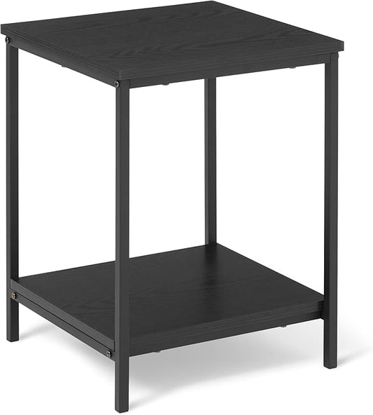 Amazon Basics - End Table with Bottom Shelf, Living Room Side Table, Steel Frame, Wooden Black-Ruum Studio Home