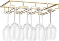 Wine Glass Rack Under Cabinet - Stemware Holder Metal Wine Glass Organizer Glasses Storage Hanger for Bar Kitchen Gold 4 Rows-Ruum Studio Home