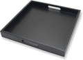 Square Wood Serving Tray with Handle, Ottoman Decorative for Home, 16x16 inches Black-Ruum Studio Home