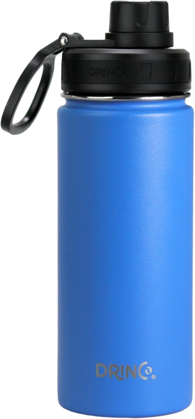 DRINCO Stainless Steel Water Bottle Spout Lid Vacuum Insulated Double Wall Water Bottle Wide Mouth (40oz 32oz 22oz 18oz 14oz) Leak Proof Keeps Cold or Hot (18 oz, 18oz Royal Blue)-Ruum Studio Home