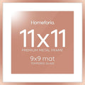 Homeforia 11x11 Rose Gold Picture Frame, High End Metal 11 by 11 Square Frames with Mat 9 x 9 Photo, 11by11 Poster Frame Matted to 9x9 inch Art, Wall Hanging Frames, Tempered Glass, Wall Kit, Set of 1-Ruum Studio Home