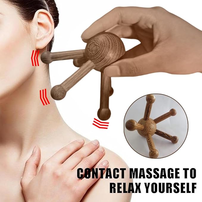Wooden Trigger Point Massage Tool,Spider Shape 5 Legs Massager,Scalp Massager Scraping Tool for Back,Neck,Shoulder and More-Ruum Studio Home