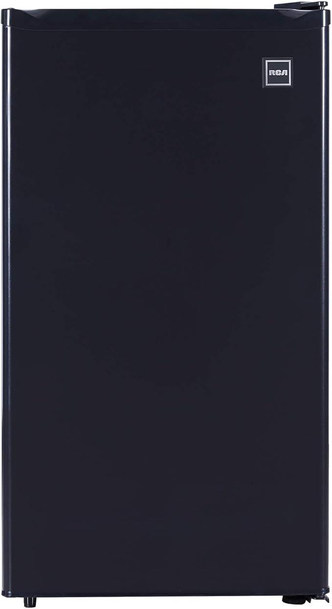 RCA RFR321-B-Black-COM RFR321 Single Mini Refrigerator-Freezer Compartment-Adjustable Thermostat Control-Reversible Doors-Ideal for Dorm, Office, RV, Garage, Apartment-Black Cubic Feet, 3.2 CU.FT-Ruum Studio Home